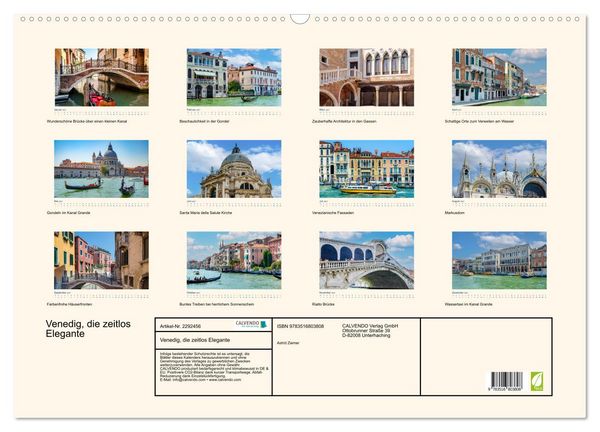 Produktbild: Venedig, die zeitlos Elegante (Wandkalender 2027 DIN A2 quer), CALVENDO Monatskalender