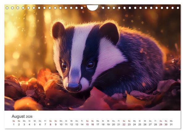 Produktbild: Stur, stark, sympathisch - Der Dachs - Kalender (Wandkalender 2026 DIN A4 quer), CALVENDO Monatskalender