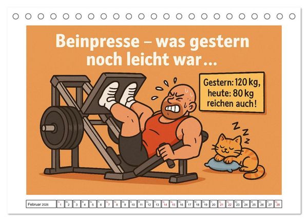 Produktbild: Kraftsport, Hanteln und Humor (Tischkalender 2026 DIN A5 quer), CALVENDO Monatskalender