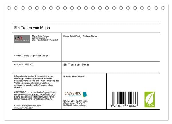 Produktbild: Ein Traum von Mohn (Tischkalender 2026 DIN A5 quer), CALVENDO Monatskalender