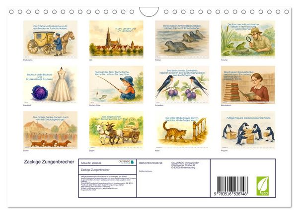 Produktbild: Zackige Zungenbrecher (Wandkalender 2026 DIN A4 quer), CALVENDO Monatskalender