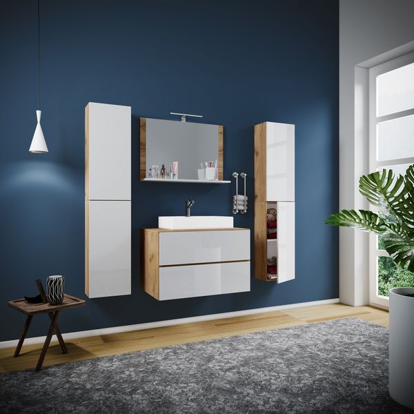 Produktbild: 5-tlg. Waschplatz Waschtisch Lendas XL Schublade