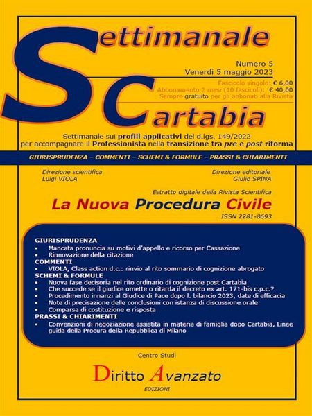 Produktbild: SETTIMANALE CARTABIA n. 5 - Venerd&igrave; 5.5.2023
