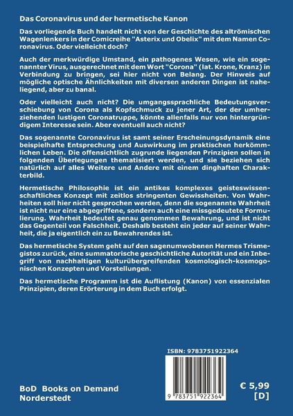 Produktbild: Das Coronavirus und der hermetische Kanon