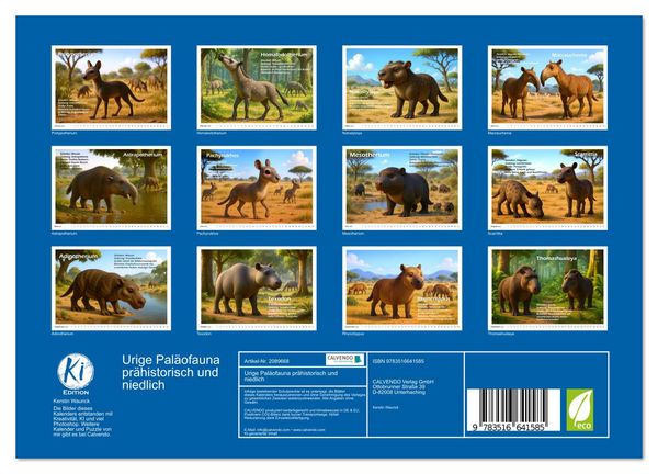 Produktbild: Urige Pal&auml;ofauna pr&auml;historisch und niedlich (Wandkalender 2026 DIN A4 quer), CALVENDO Monatskalender