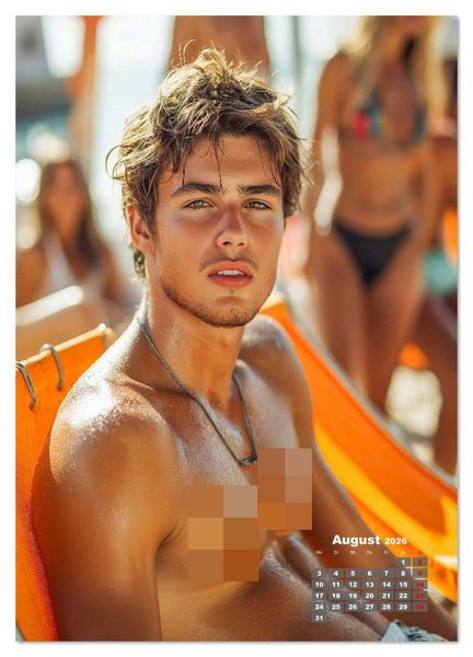 Produktbild: SEXY M&Auml;NNER - Nackte Haut am Strand (hochwertiger Premium Wandkalender 2026 DIN A2 hoch), Kunstdruck in Hochglanz