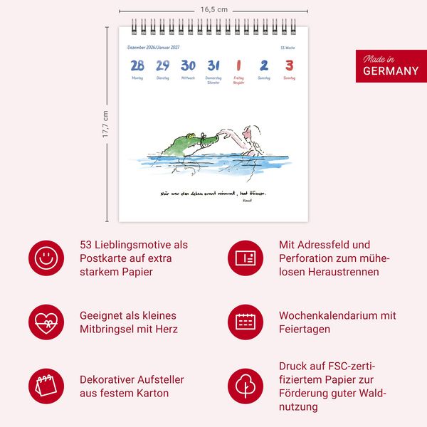 Produktbild: Helme Heine: Philosophisches Premium-Postkartenkalender 2027