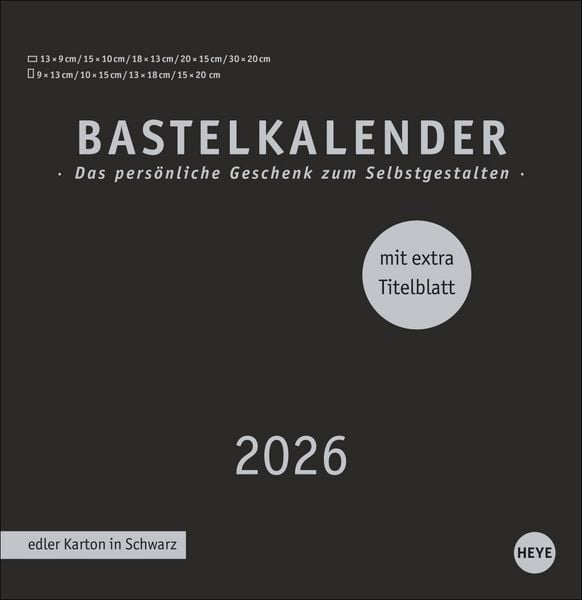 Produktbild: Premium-Bastelkalender schwarz groß 2026