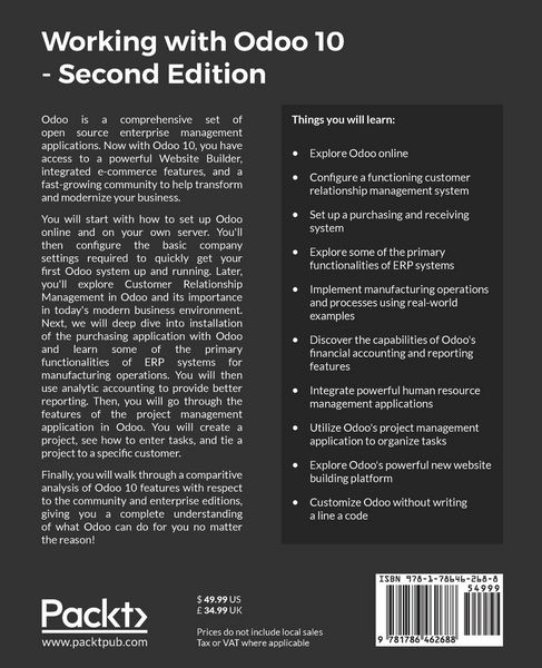 Produktbild: Working with Odoo 10 - Second Edition
