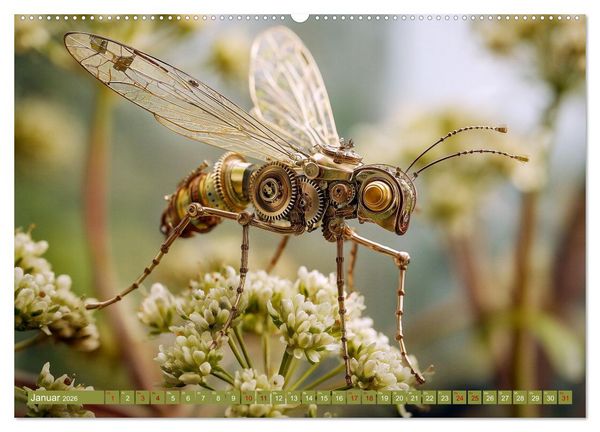 Produktbild: Insecta Mechanica. Fantastische Fl&uuml;gelwesen zwischen Technik und Natur (hochwertiger Premium Wandkalender 2026 DIN A2 quer), Kunstdruck in Hochglanz
