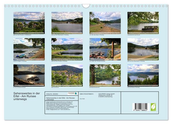 Produktbild: Sehenswertes in der Eifel - Am Rursee unterwegs (Wandkalender 2026 DIN A3 quer), CALVENDO Monatskalender