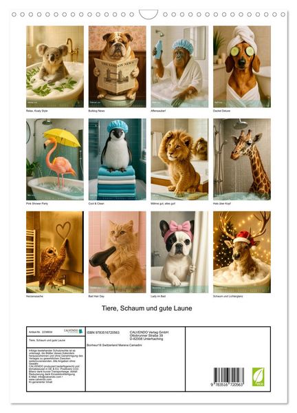 Produktbild: Tiere, Schaum und gute Laune (Wandkalender 2026 DIN A3 hoch), CALVENDO Monatskalender