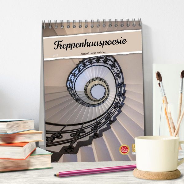 Produktbild: Treppenhauspoesie &ndash; Architektur im Aufstieg (Tischkalender 2027 DIN A5 hoch), CALVENDO Monatskalender