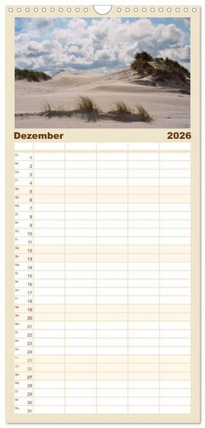 Produktbild: Familienplaner 2026 - Ameland mit 5 Spalten (Wandkalender, 21 x 45 cm) CALVENDO