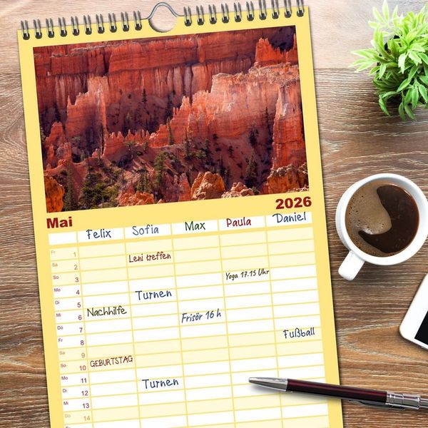 Produktbild: Familienplaner 2026 - USA - Der S&uuml;dwesten mit 5 Spalten (Wandkalender, 21 x 45 cm) CALVENDO