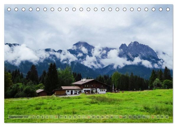 Produktbild: Malerisches Garmisch Partenkirchen - Aquarelle und Fotografien (Tischkalender 2026 DIN A5 quer), CALVENDO Monatskalender