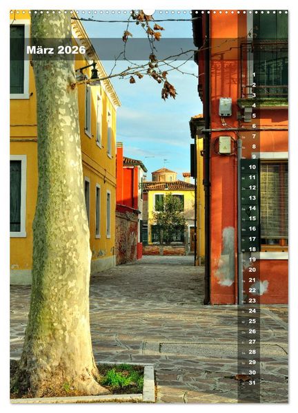 Produktbild: L'isola di Burano - Ein Spaziergang &uuml;ber die farbenfrohe Insel (Wandkalender 2026 DIN A2 hoch), CALVENDO Monatskalender