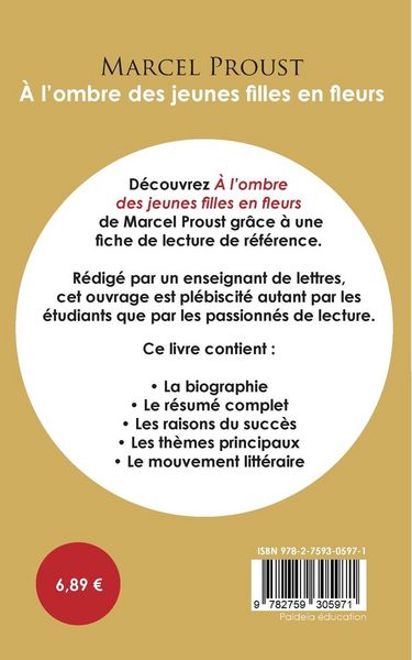 Produktbild: Fiche de lecture &Agrave; l'ombre des jeunes filles en fleurs (&Eacute;tude int&eacute;grale)