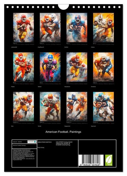 Produktbild: American Football. Paintings (Wandkalender 2026 DIN A4 hoch), CALVENDO Monatskalender