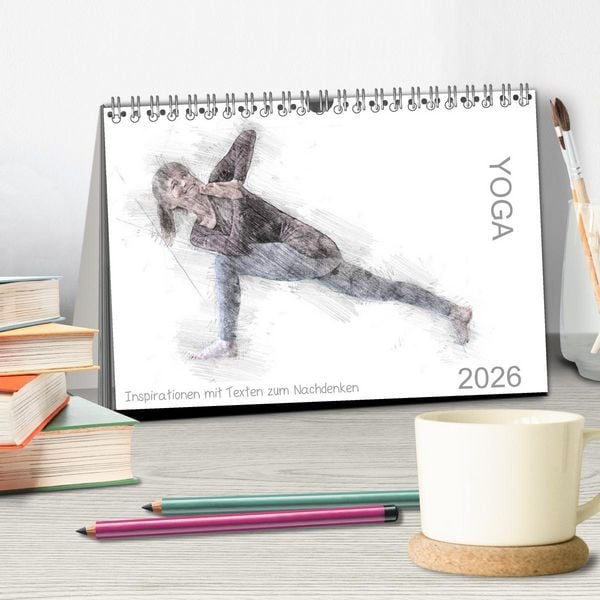 Produktbild: YOGA Inspirationen mit Texten zum Nachdenken (Tischkalender 2026 DIN A5 quer), CALVENDO Monatskalender