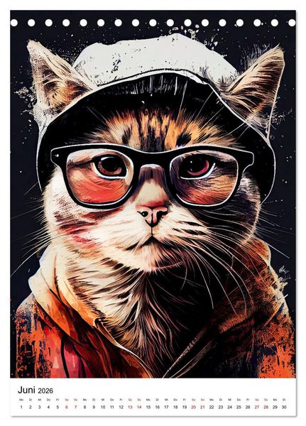 Produktbild: Hipster Katzen (Tischkalender 2026 DIN A5 hoch), CALVENDO Monatskalender