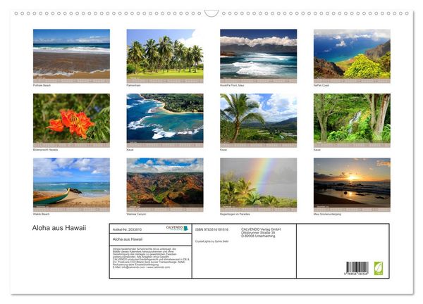 Produktbild: Aloha aus Hawaii (Wandkalender 2026 DIN A2 quer), CALVENDO Monatskalender
