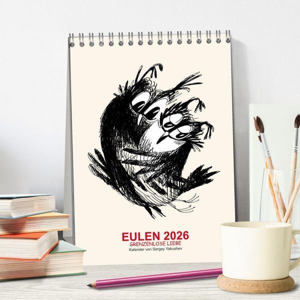 Produktbild: EULEN 2026 GRENZENLOSE LIEBE (Tischkalender 2026 DIN A5 hoch), CALVENDO Monatskalender