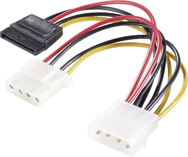 Renkforce Strom Y-Adapter [1x IDE-Strom-Stecker 4pol. - 1x SATA-Strom-Buchse 15pol., IDE-Strom-Buchse 4pol.] 0.15 m Schw