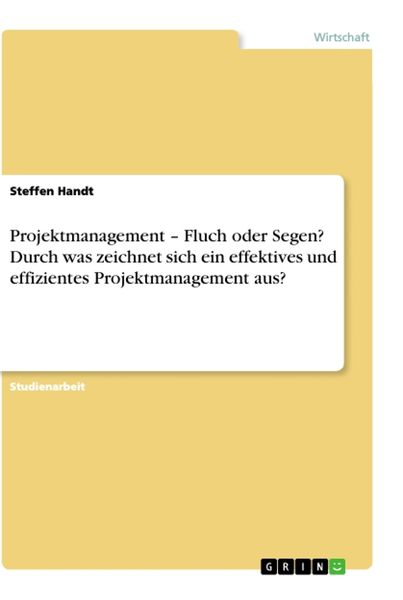 Produktbild: Projektmanagement - Fluch oder Segen? Durch was zeichnet sich ein effektives und effizientes Projektmanagement aus?