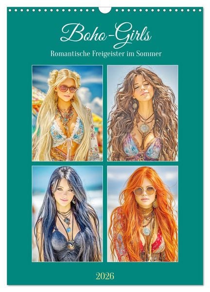 Produktbild: Boho-Girls. Romantische Freigeister im Sommer (Wandkalender 2026 DIN A3 hoch), CALVENDO Monatskalender
