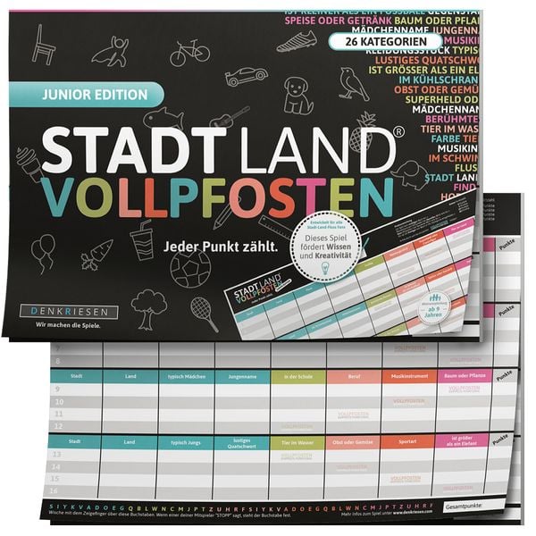 Denkriesen - Stadt Land Vollpfosten® Junior Edition – 'Jeder Punkt zählt.'