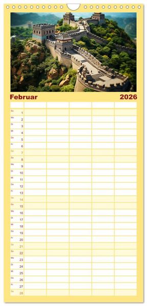 Produktbild: Familienplaner 2026 - Urlaub in Miniatur mit 5 Spalten (Wandkalender, 21 x 45 cm) CALVENDO