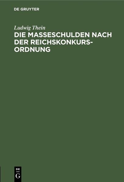 Produktbild: Die Masseschulden nach der Reichskonkursordnung