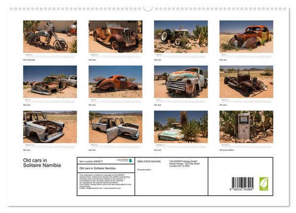Produktbild: Old cars in Solitaire Namibia (High Quality Premium Wall Calendar 2026 DIN A2 landscape),CALVENDO 12 Month Wall Calendar