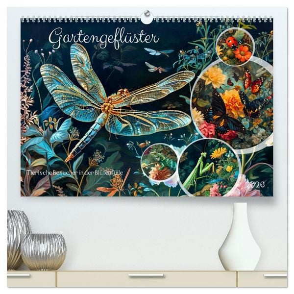 Produktbild: Gartengefl&uuml;ster - Tierische Besucher in der Bl&uuml;tenf&uuml;lle (hochwertiger Premium Wandkalender 2026 DIN A2 quer), Kunstdruck in Hochglanz