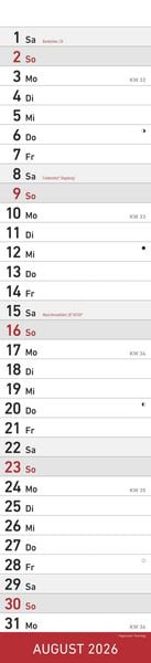 Produktbild: Streifenplaner ROT 2026 - Streifenkalender - Wandplaner - Küchen-Kalender - 11,3x49,5