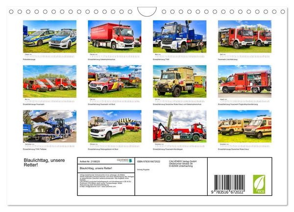 Produktbild: Blaulichttag, unsere Retter! (Wandkalender 2026 DIN A4 quer), CALVENDO Monatskalender