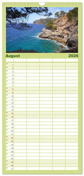 Produktbild: Familienplaner 2026 - Cala Deia - Mallorcas Traumbucht mit 5 Spalten (Wandkalender, 21 x 45 cm) CALVENDO