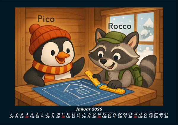 Produktbild: Pico & Rocco bauen ein Haus 2026 Fotokalender DIN A4