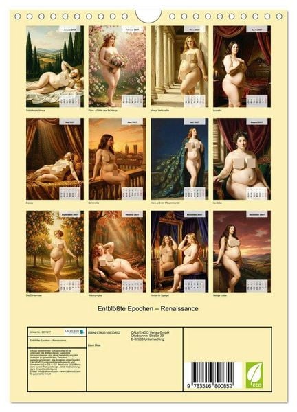 Produktbild: Entbl&ouml;&szlig;te Epochen &ndash; Renaissance (Wandkalender 2027 DIN A4 hoch), CALVENDO Monatskalender
