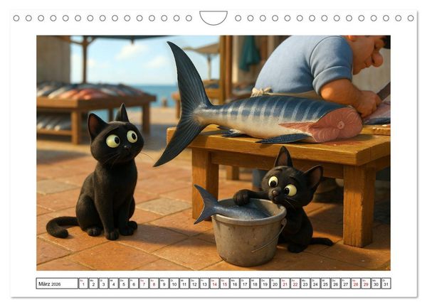 Produktbild: Katzen w&uuml;rden Fische kaufen (Wandkalender 2026 DIN A4 quer), CALVENDO Monatskalender