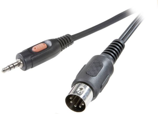 Produktbild: SpeaKa Professional SP-7869804 DIN-Anschluss / Klinke Audio Anschlusskabel [1x Diodenstecker 5pol (DIN) - 1x Klinkenstecker 3.5 mm] 1.50 m Schwarz