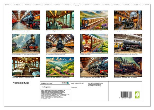 Produktbild: Nostalgiez&uuml;ge (hochwertiger Premium Wandkalender 2026 DIN A2 quer), Kunstdruck in Hochglanz