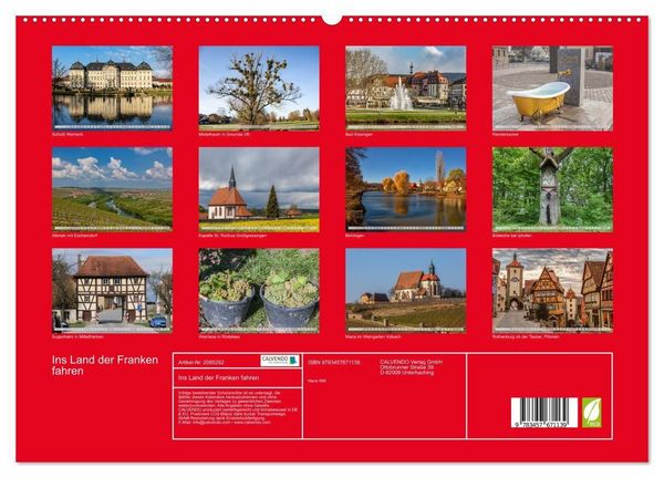 Produktbild: Ins Land der Franken fahren (hochwertiger Premium Wandkalender 2026 DIN A2 quer), Kunstdruck in Hochglanz
