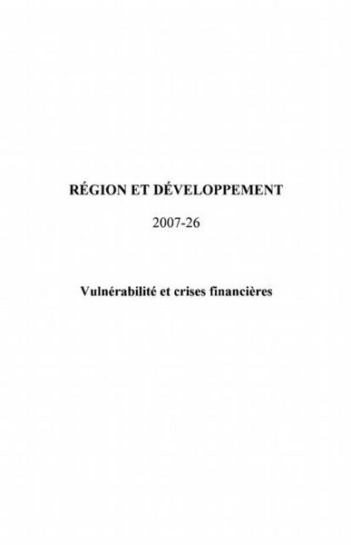 Produktbild: Vulnerabilite et crises financiEres