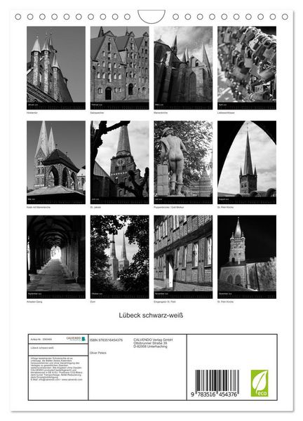 Produktbild: L&uuml;beck schwarz-wei&szlig; (Wandkalender 2026 DIN A4 hoch), CALVENDO Monatskalender