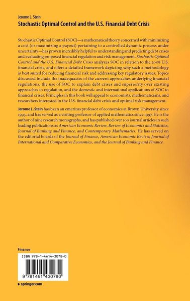 Produktbild: Stochastic Optimal Control and the U.S. Financial Debt Crisis