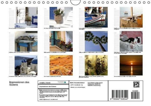 Produktbild: Impressionen des S&uuml;dens (Wandkalender immerw&auml;hrend DIN A4 quer)