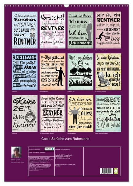 Produktbild: Coole Spr&uuml;che zum Ruhestand (Wandkalender 2026 DIN A2 hoch), CALVENDO Monatskalender
