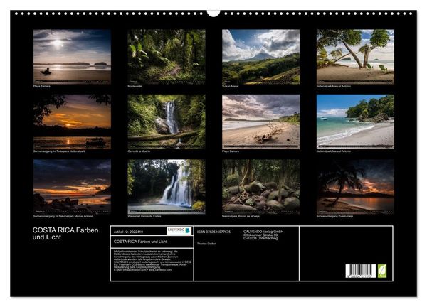 Produktbild: COSTA RICA Farben und Licht (Wandkalender 2026 DIN A2 quer), CALVENDO Monatskalender